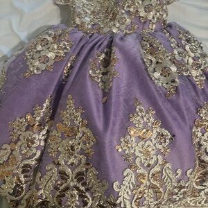 Elegant Purple and Gold Kids Dress